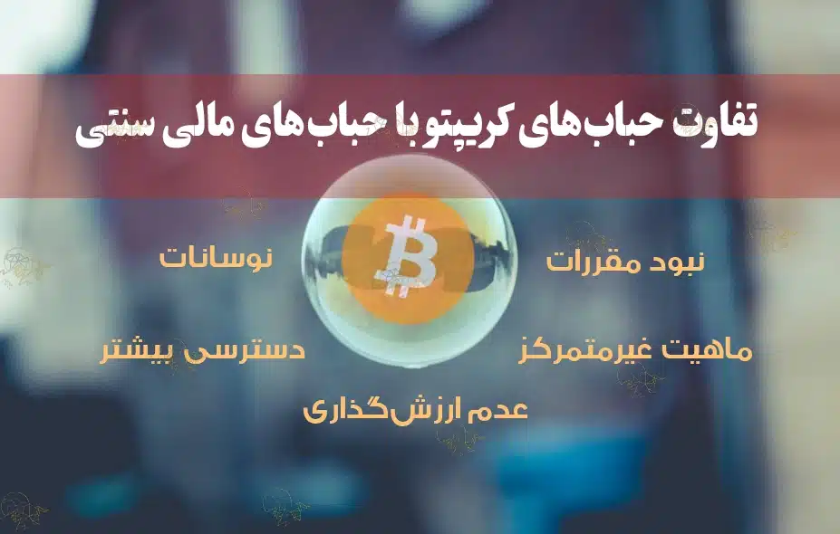 حباب کریپتو و بیت کوین چیست؟ و چگونگی تشکیل حبابهای کریپتو تفاوت حبابهای کریپتو با حبابهای مالی سنتی