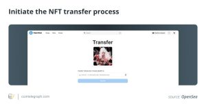 نحوه انتقال NFT ها از OpenSea به متامسک مرحله 5: آدرس کیف پول متامسک گیرنده را وارد کنید