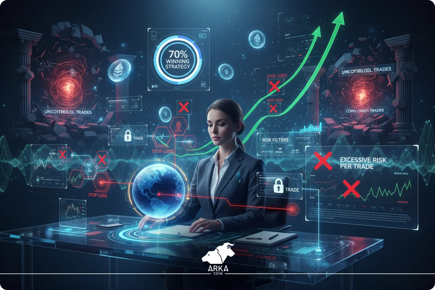 ۸ ویژگی تریدر موفق | راز سود مستمر و کنترل ریسک در بازار استفاده مؤثر از مدیریت ریسک